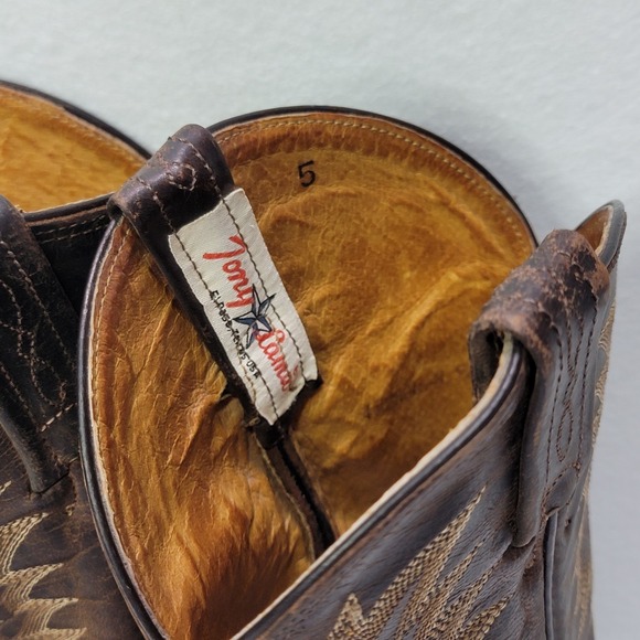 Vintage 90's Tony Lama Cowboy Boots Women's 5 Leather Western Snip Toe USA Made - Picture 9 of 14